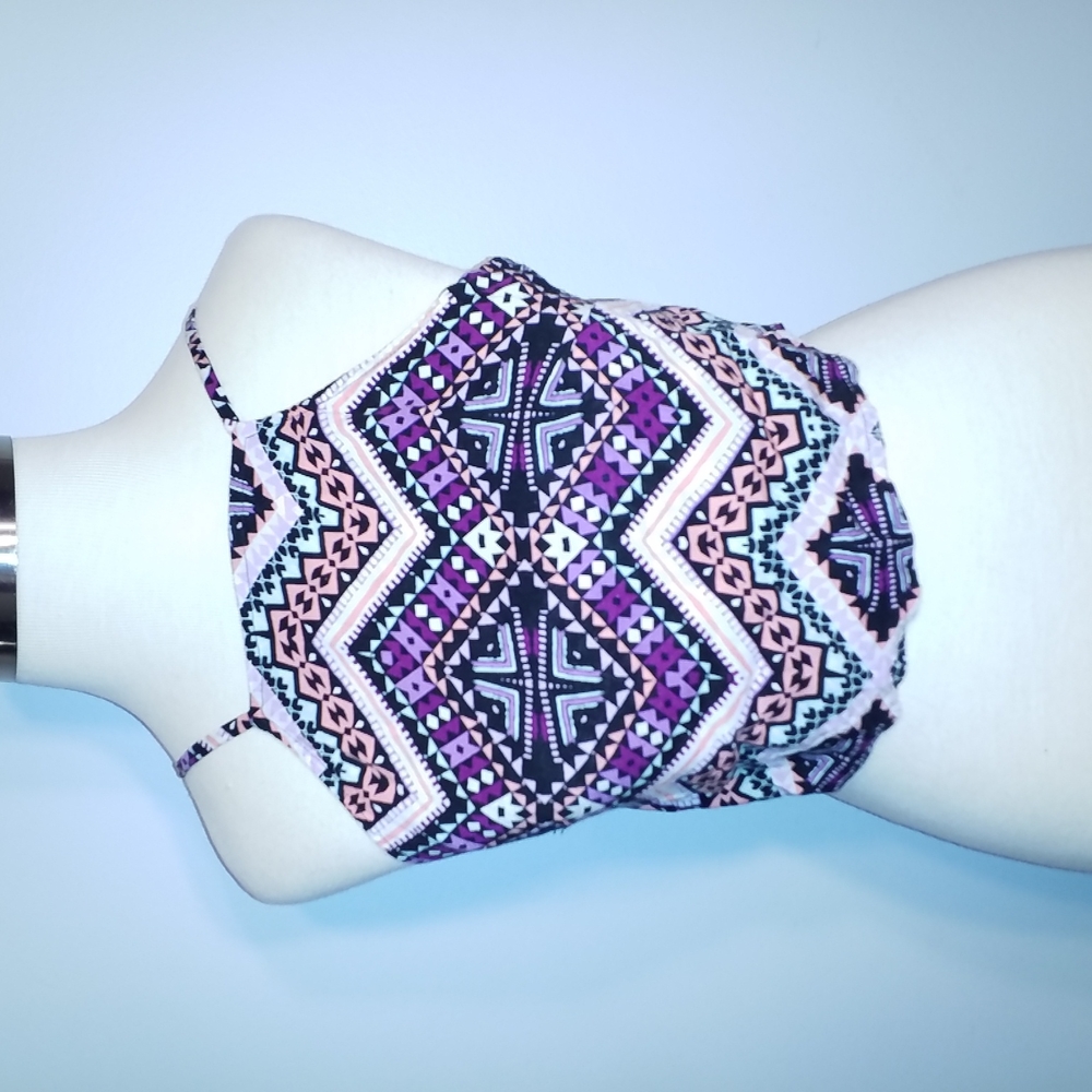 3/$25 EXPRESS tribal print crop TOP XS Geometric multi Open Tie Back